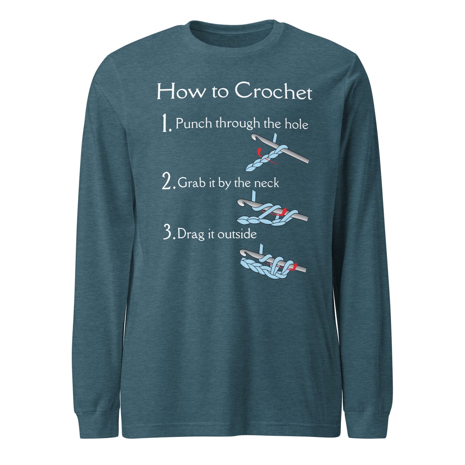 How to Crochet Long Sleeve Tee Heather Deep Teal / XS