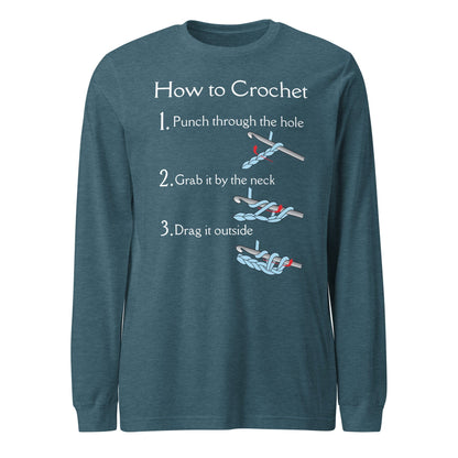 How to Crochet Long Sleeve Tee Heather Deep Teal / XS