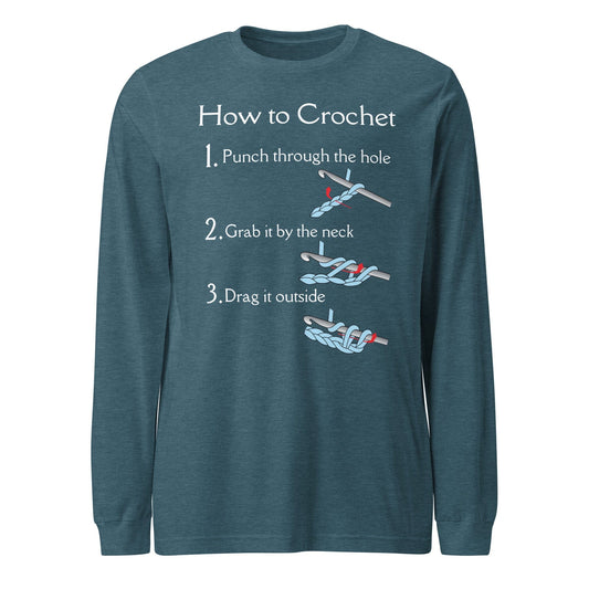 How to Crochet Long Sleeve Tee Heather Deep Teal / XS