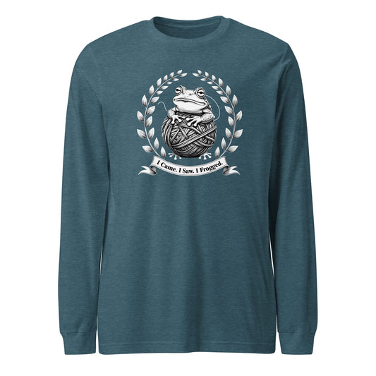 I came, I saw, I Frogged Long Sleeve Tee Heather Deep Teal / XS