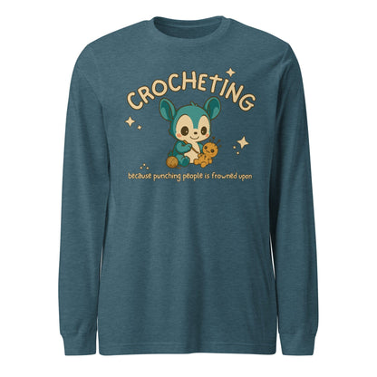Punching People Is Frowned Upon Long Sleeve Tee Heather Deep Teal / XS