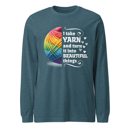 Yarn to Beauty Long Sleeve Tee Heather Deep Teal / XS