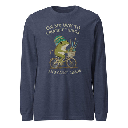 Crochet & Chaos Long Sleeve Tee Heather Navy / S