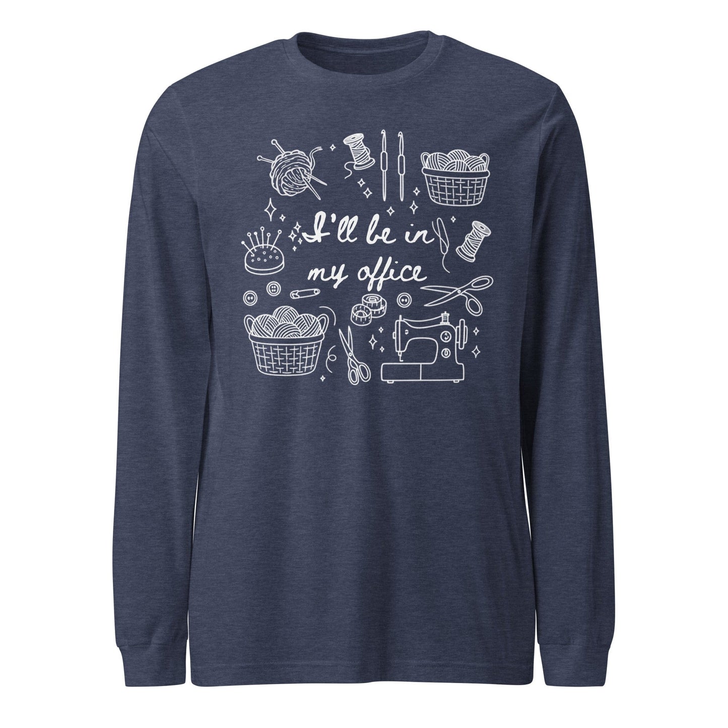 I'll Be In My Office Long Sleeve Tee Heather Navy / S