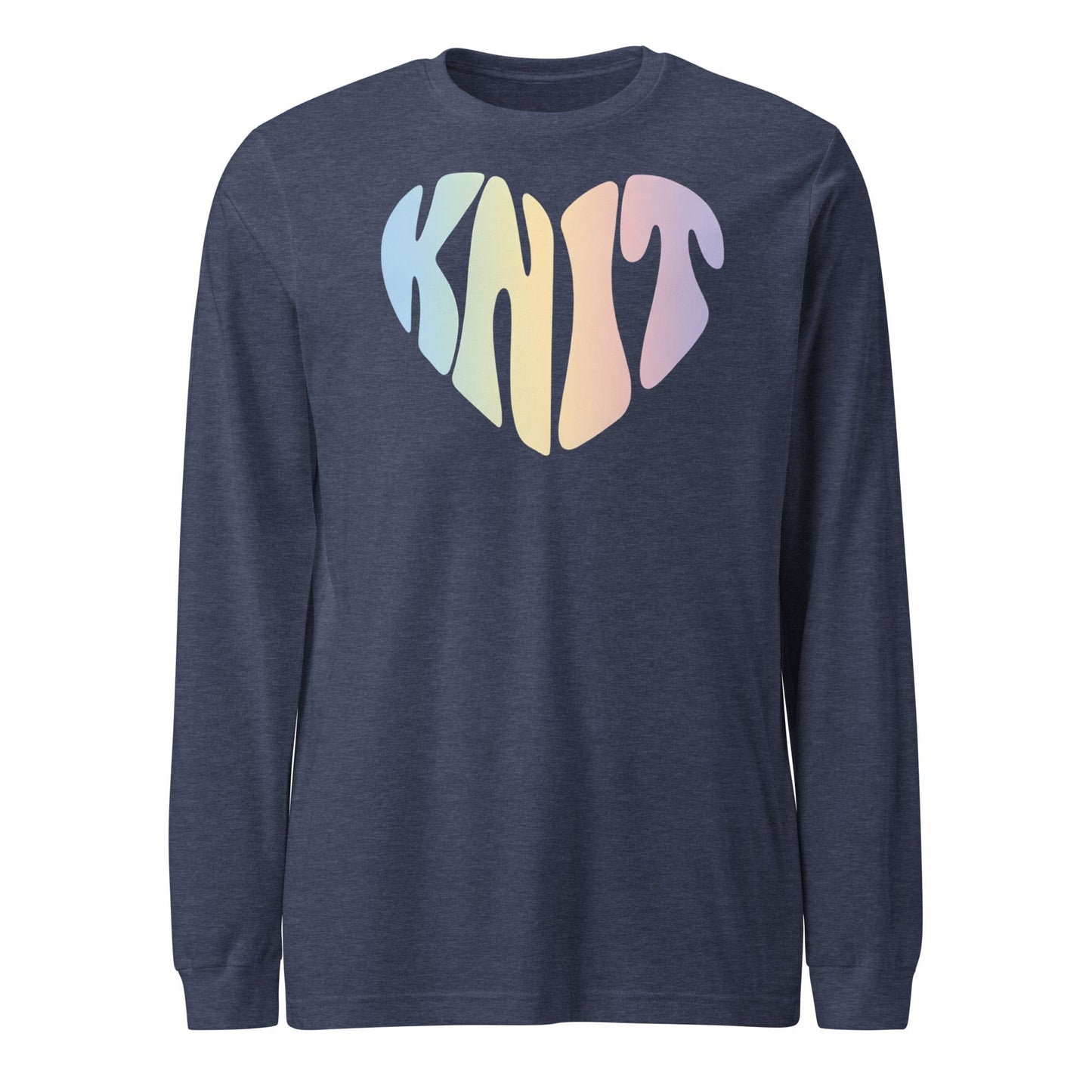 Knit Heart Pastel Long Sleeve Tee Heather Navy / S