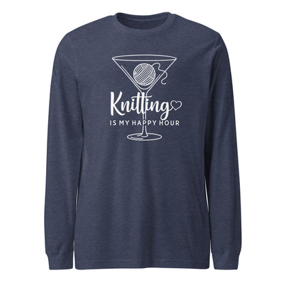 Knitting Happy Hour Long Sleeve Tee Heather Navy / S
