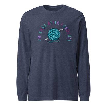 Nicer After Crochet Long Sleeve Tee Heather Navy / S