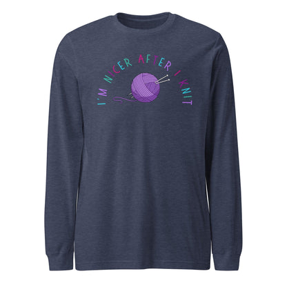 Nicer After Knit Long Sleeve Tee Heather Navy / S