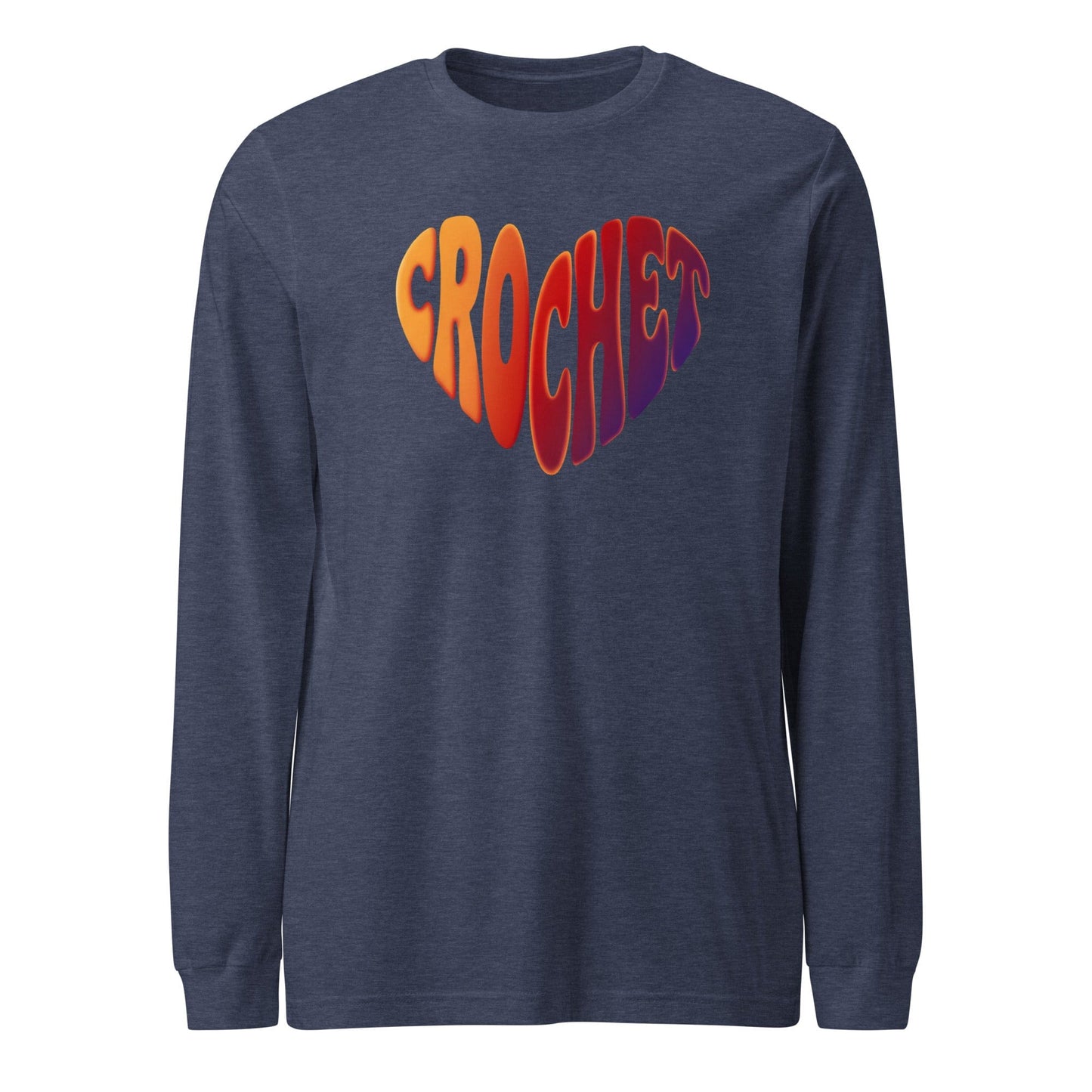 Sunset Crochet Heart Long Sleeve Tee Heather Navy / S