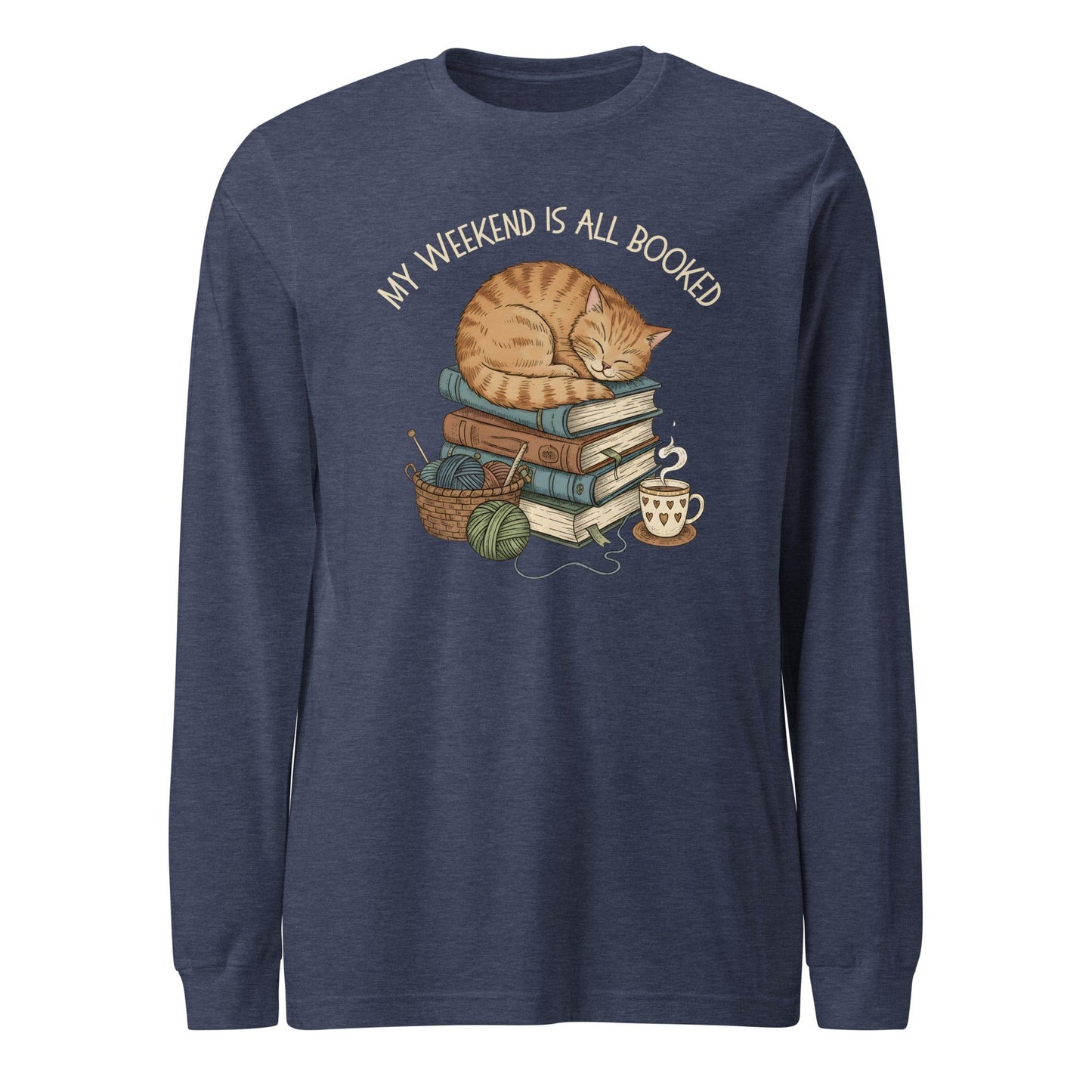 Weekend Is Booked Long Sleeve Tee Heather Navy / S