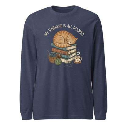 Weekend Is Booked Long Sleeve Tee Heather Navy / S