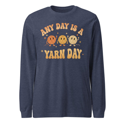 Yarn Day Long Sleeve Tee Heather Navy / S