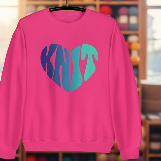 Blue Knit Heart Sweatshirt Heliconia / S