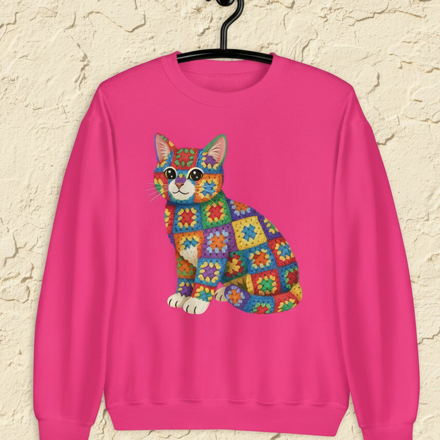 Crochet Cat Sweatshirt Heliconia / S