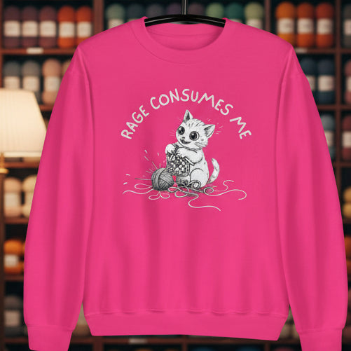 Crochet Rage Consumes Me Sweatshirt Heliconia / S
