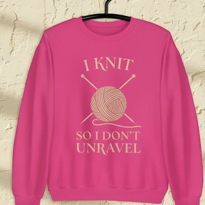 I Knit So I Don't Unravel Sweatshirt Heliconia / S