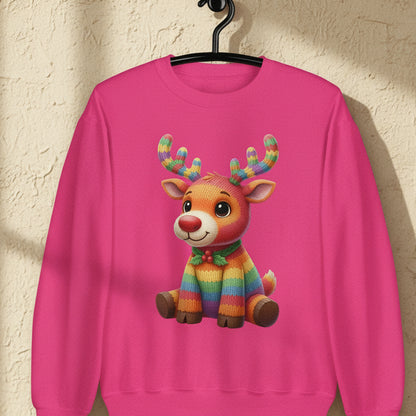 Knitted Rendeer Sweatshirt Heliconia / S