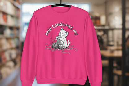 Knitting Rage Consumes Me Sweatshirt Heliconia / S