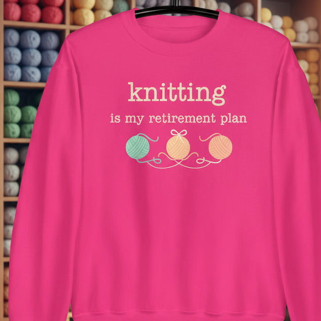 Knitting Retirement Plan Sweatshirt Heliconia / S
