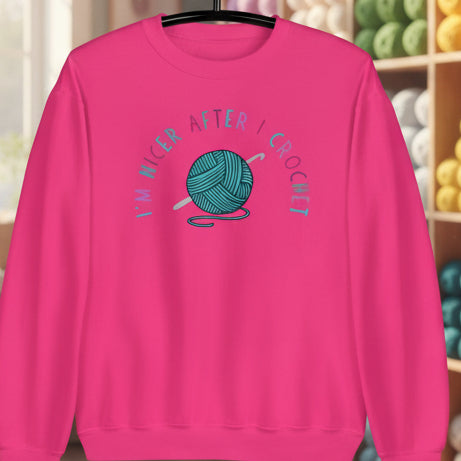 Nicer After I Crochet Sweatshirt Heliconia / S