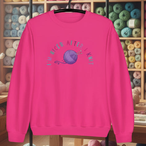 Nicer After I Knit Sweatshirt Heliconia / S