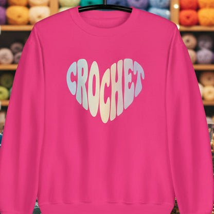 Pastel Crochet Heart Sweatshirt Heliconia / S