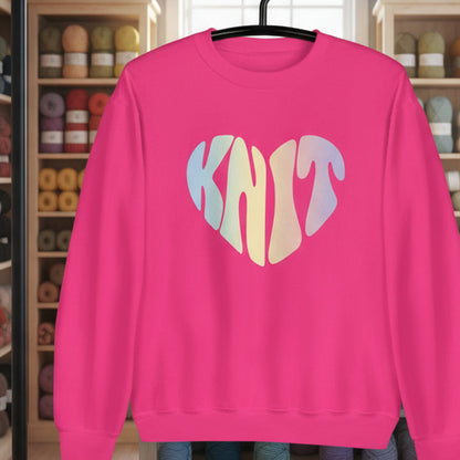 Pastel Knit Heart Sweatshirt Heliconia / S