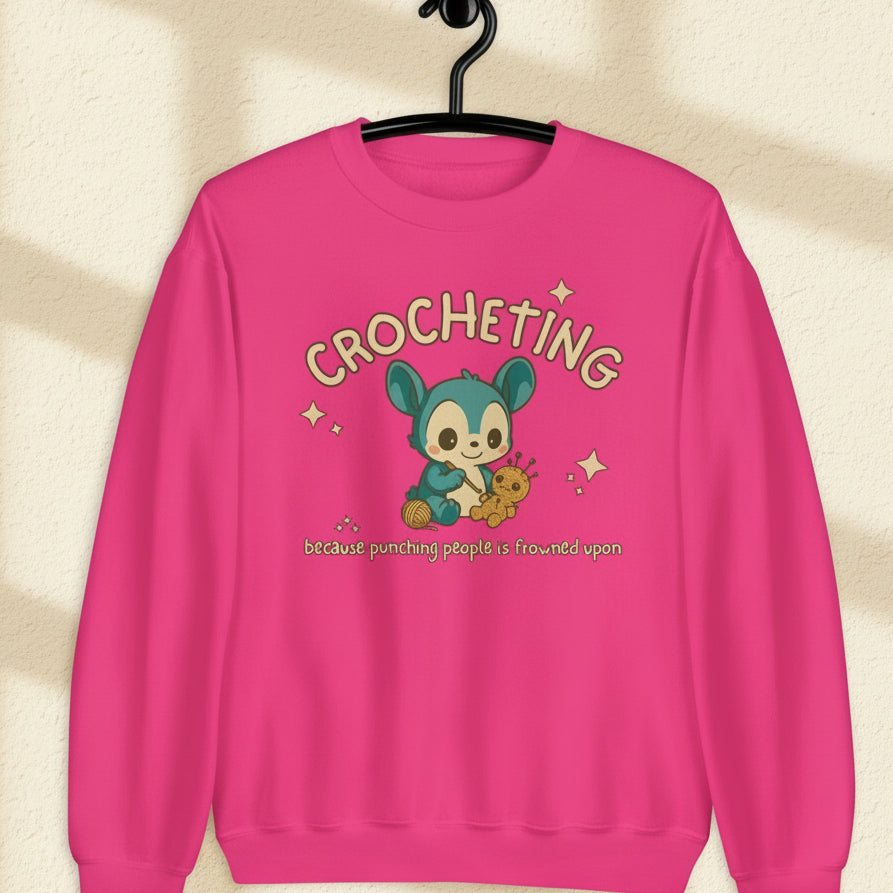 Punching People Is Frowned Upon Sweatshirt Heliconia / S