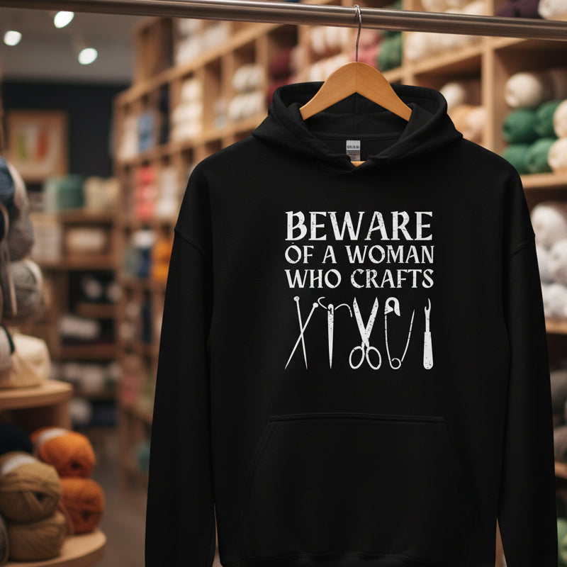 Beware of a woman who Crafts Hoodie Black / S