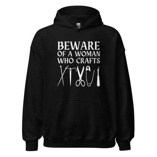 Beware of a woman who Crafts Hoodie Black / S