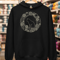 Cat Yarn Wreath Hoodie Black / S