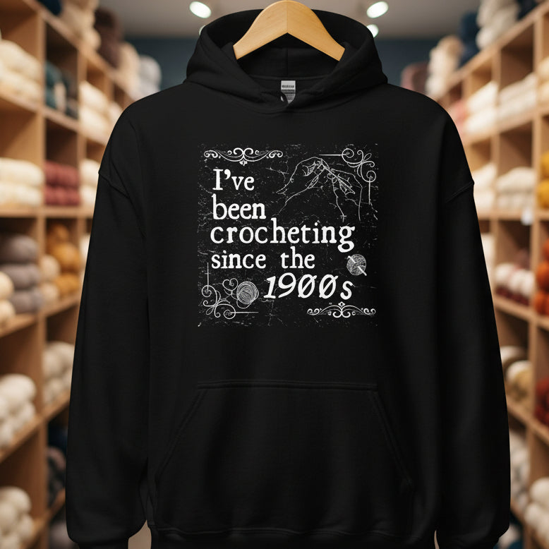 Crocheting Since the 1900s Hoodie Black / S