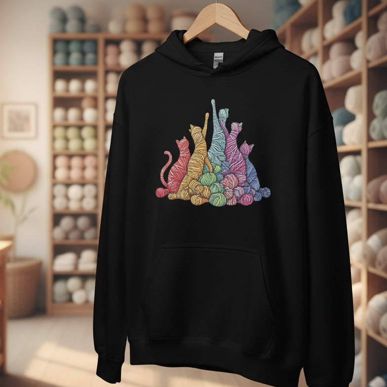 Fiber Felines Hoodie Black / S