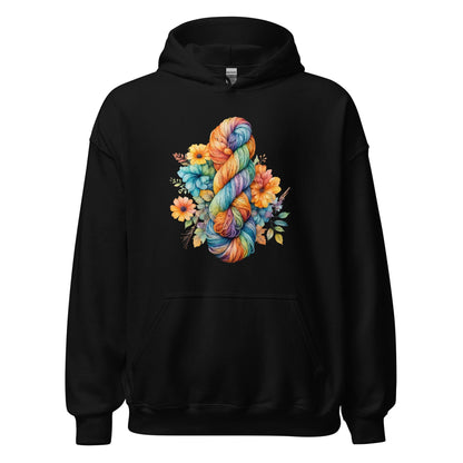 Floral Skein Hoodie Black / S