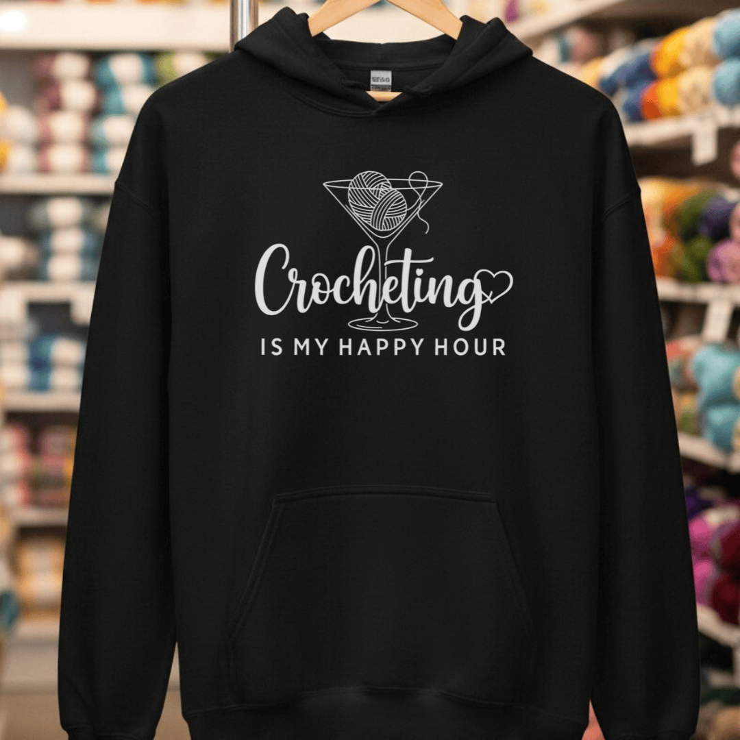Happy Hour Crocheting Hoodie Black / S