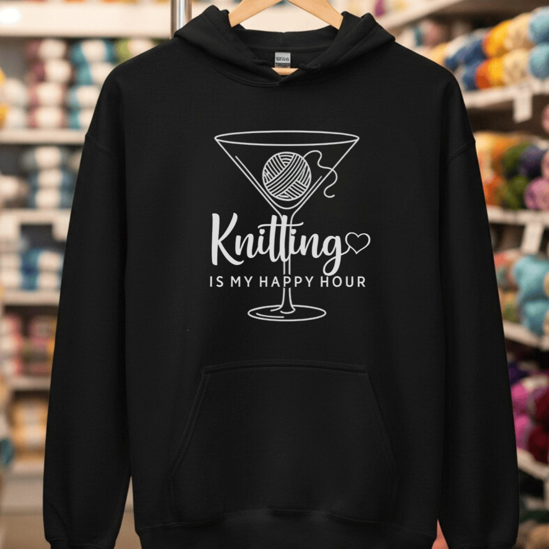 Happy Hour Knitting Hoodie Black / S