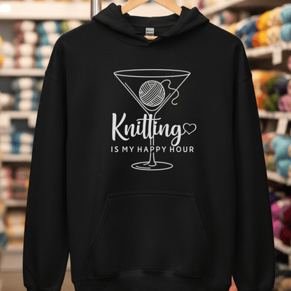 Happy Hour Knitting Hoodie Black / S