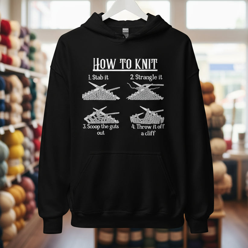 How to Knit Hoodie Black / S