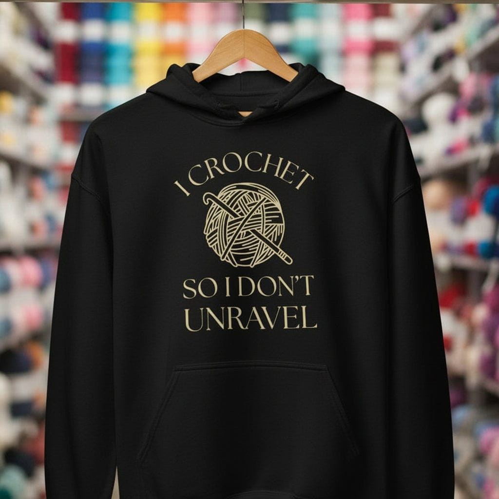 I Crochet So I Don't Unravel Hoodie Black / S