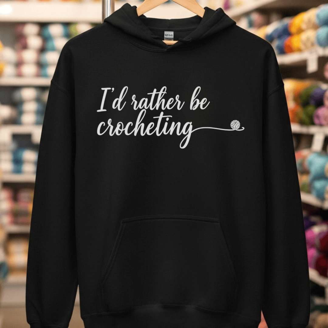 I'd Rather Be Crocheting Hoodie Black / S