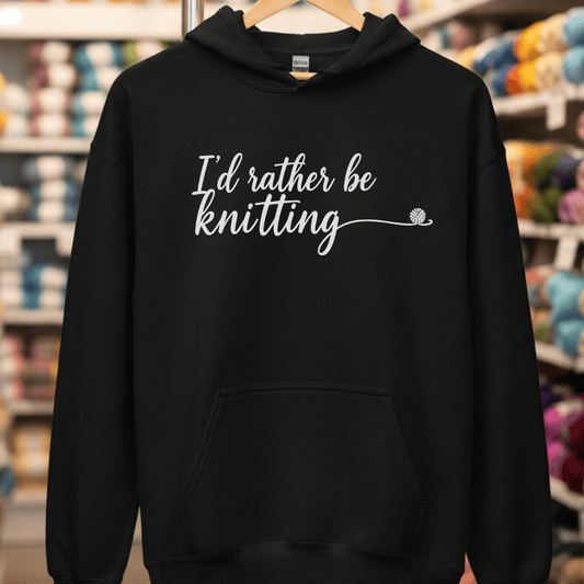 I'd Rather Be Knitting Hoodie Black / S