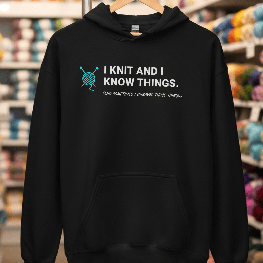 I Knit & Know Things Hoodie Black / S
