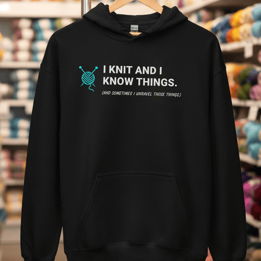 I Knit & Know Things Hoodie Black / S