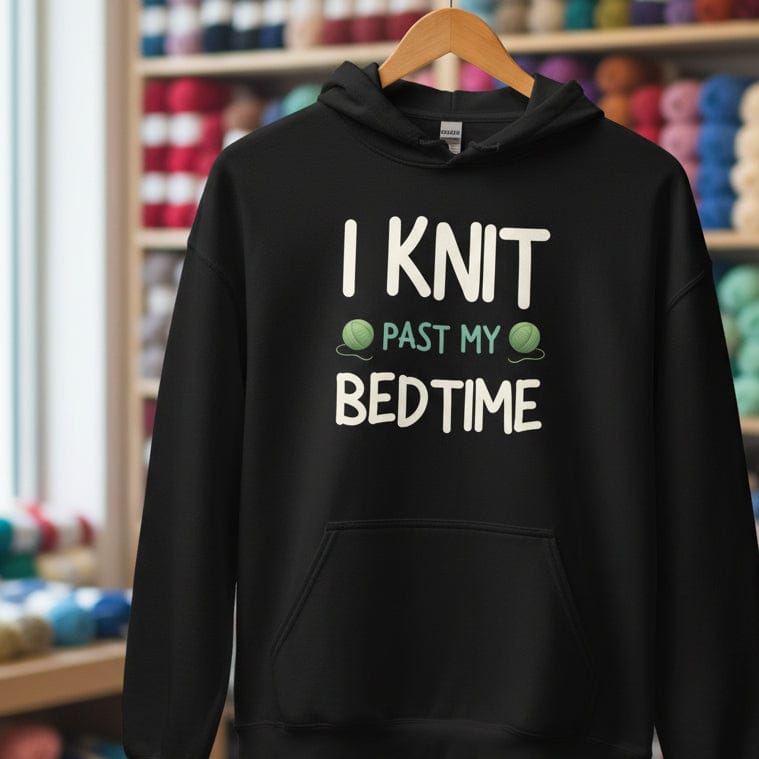 I Knit Past My Bedtime Hoodie Black / S