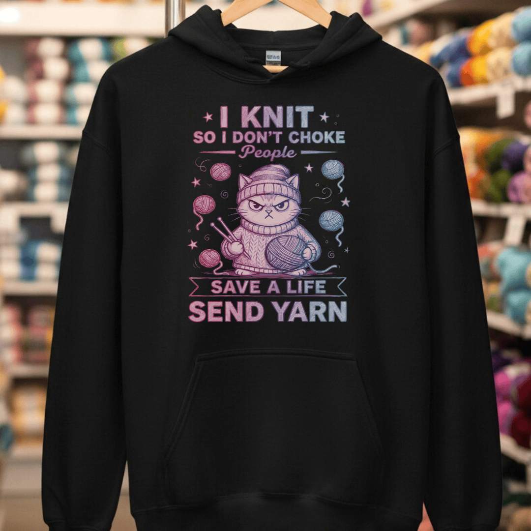 I Knit So I Don't Choke People Hoodie Black / S