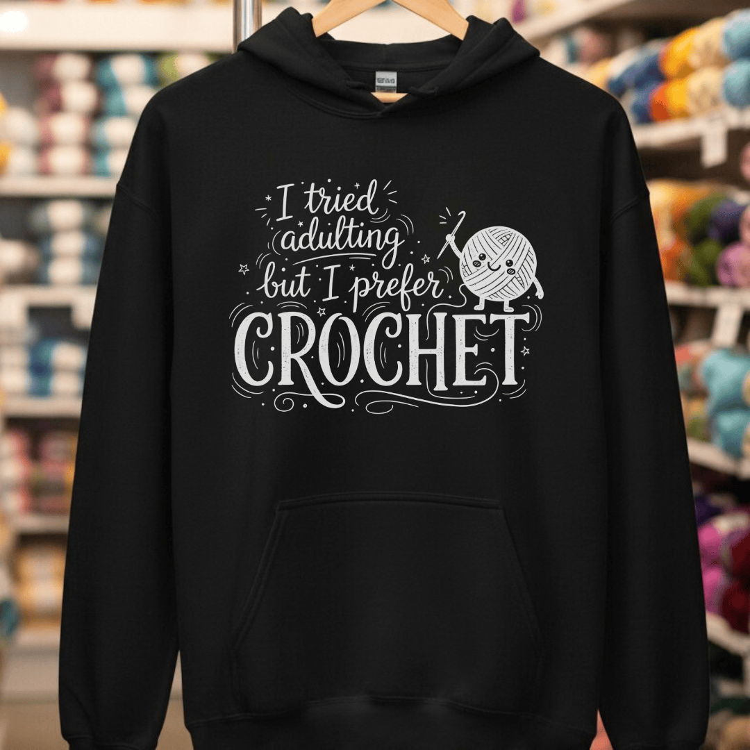 I Prefer Crochet Hoodie Black / S