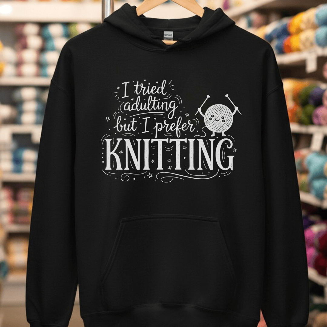 I Prefer Knitting Hoodie Black / S