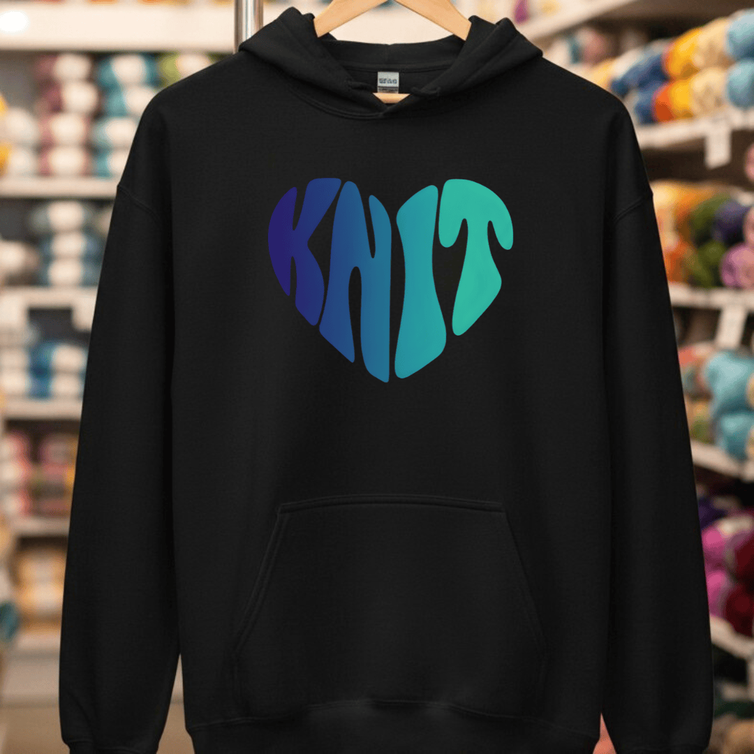 Knit Heart Blues Hoodie Black / S