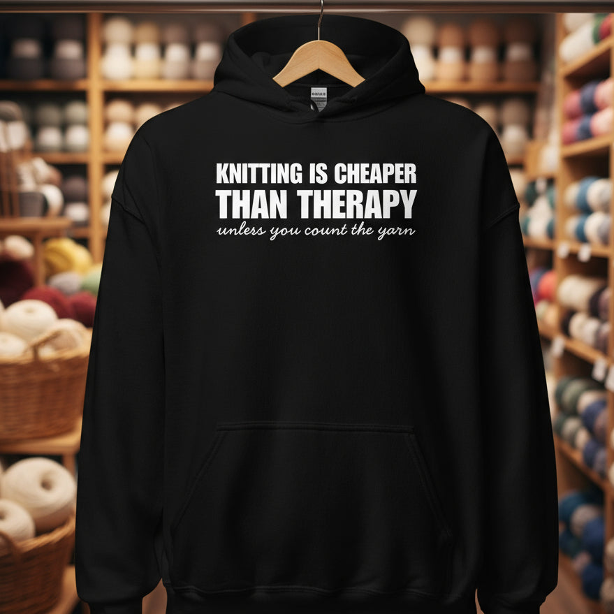 Knitting is Cheaper Hoodie Black / S