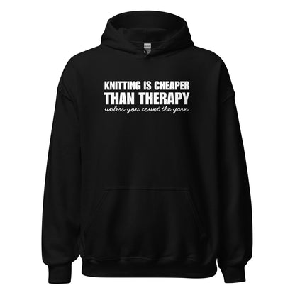 Knitting is Cheaper Hoodie Black / S